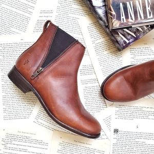 FRYE Carly Zip Chelsea Antiqued Leather Ankle Boot